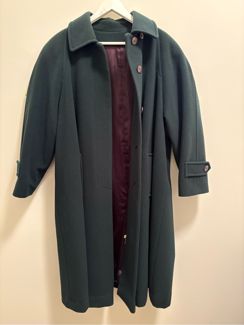 Vintage Holt Renfrew Dark Green Women’s Classic Wool and Cashmere Coat - Picture 2 of 8